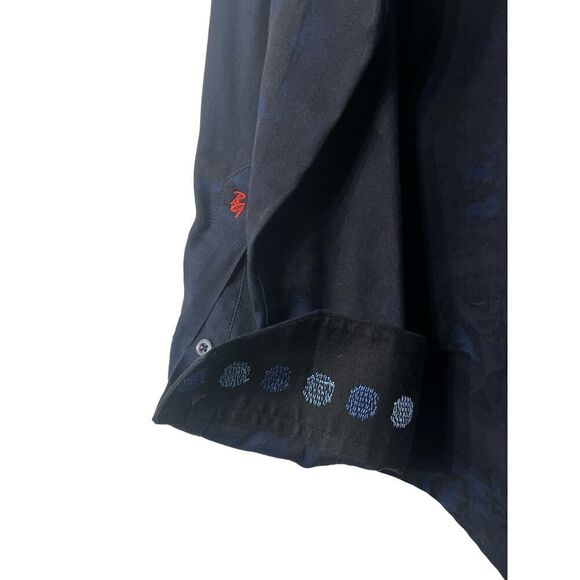 Robert Graham Shirt Mens XL Navy Floral Polka Dot Embroidered Extra Large - Picture 5 of 8